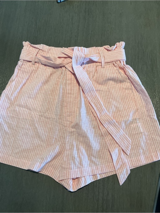 Gianni Bini Pants - NWT GB Pink Striped Linen Blend Paperbag Shorts Size L